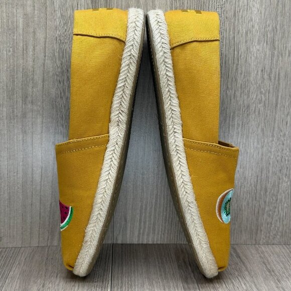 TOMS Shoes Womens 10 Spice Gold Embroidery Fruit Salad Classic Espadrille Yellow - Picture 8 of 12